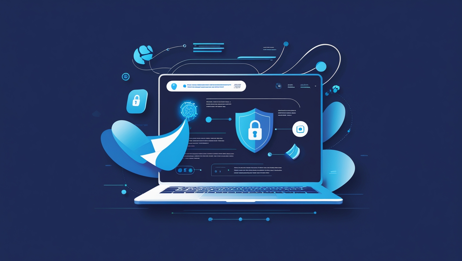 Website conversion concept with data flow, AI, and privacy icons.
